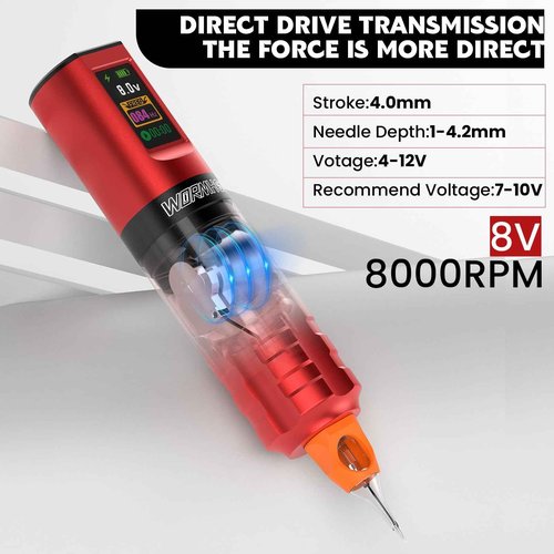 Wormhole Professional Wireless Tattoo Kit with 1800mAh Battery, Complete Set Including Tattoo Needles, Ink, and Everything Needed for Beginners - WTK284