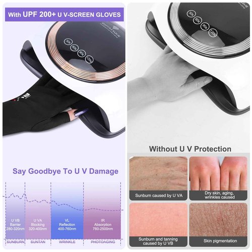 YTDB Fingerless Gloves, UV Protection Gloves for Women, Ideal for Gel Manicures and UV Light for Nails, Lightweight and Stretchy Fabric
