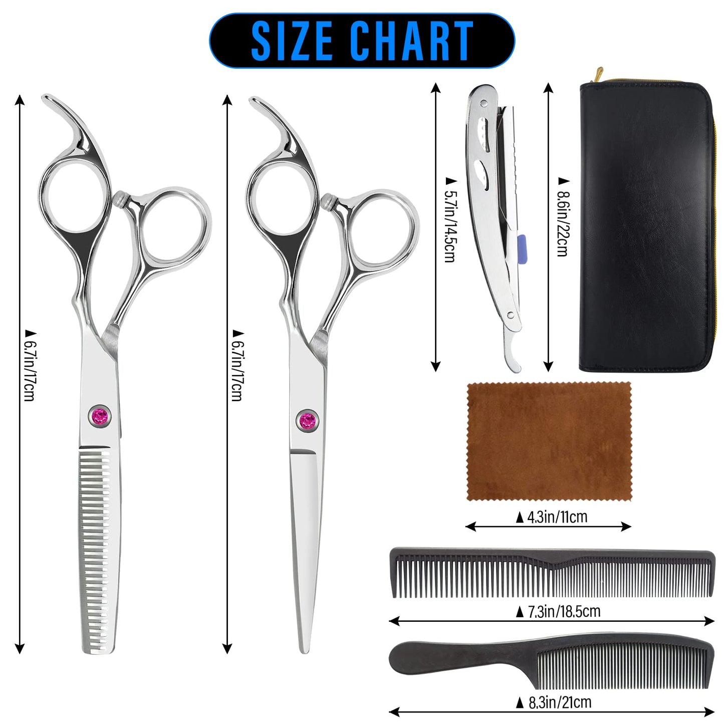 Professional Hair Cutting Scissors Set - Premium Stainless Steel Haircut Scissors Kit, Sharp Hair Scissors for Men Women, Barber Hairdressing Shears Kit, Thinning Scissors Shears for Salon Home Adults