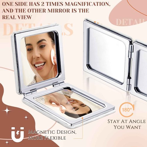 Suzile 18 Pcs Boho Rainbow Pocket Mirror Inspirational Compact Mirror Bulk Small Mirror for Purse Thank You Gifts for Women Employee Coworker Teacher Magnifying 1x/ 2x