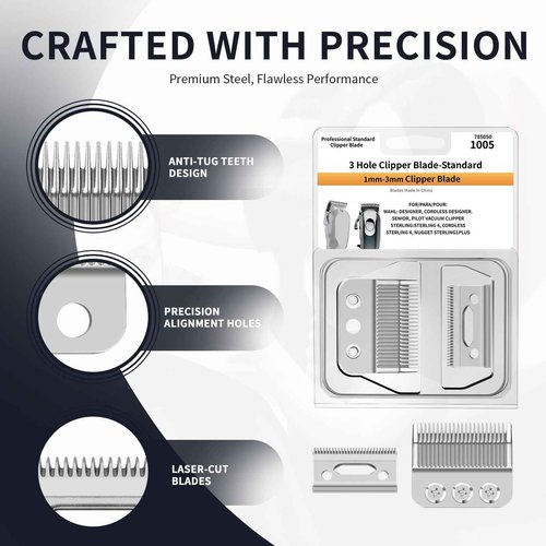 Professional 3 Hole Standard Clipper Replacement Blade Compatible with Wahl Designer, Senior, Cordless Designer, and Pilot clippers (2 Pack)
