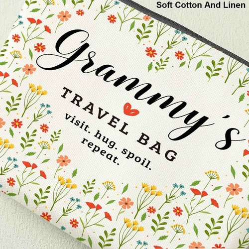Grammy's Travel Bag Mothers Day Makeup Bag Grandma Gifts Grandma Birthday Gifts Funny Coloful Floral Cosmetic Bag for Women Nana Gigi Mimi Nanny Granny Mom Chirstmas Appreciation Retirement Gifts