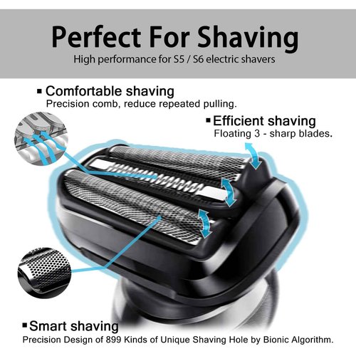 Series 5 Series 6 53B Shaver Replacement Head for New Gens S5 S6 Razors, Compatible with 6072cc, 6090cc, 6020s, 6040cs, 6075cc, 5018s, 5049cs, 5035s…(2 Count)