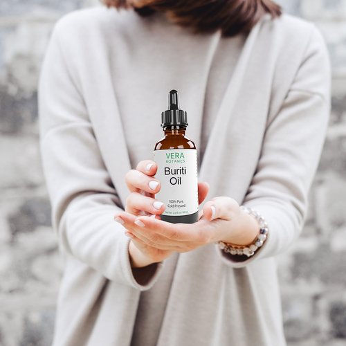 Vera Botanics BURITI OIL 100% Pure & Natural, Unrefined, Cold-Pressed For Face, Dry Skin, Nails, Lips, Body & Hair - Reduce Hair Breakage, Appearance of Scars from Psoriasis, Eczema & Acne