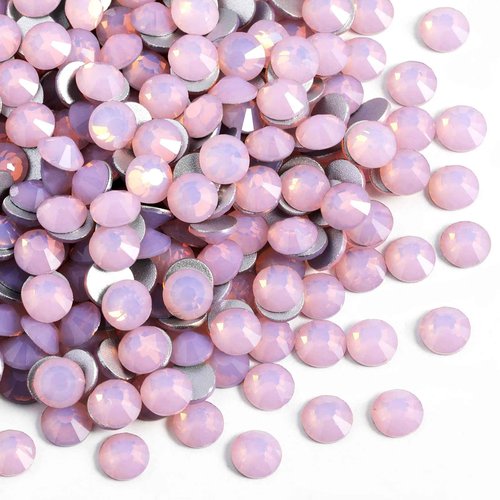 Beadsland 1440pcs Flat Back Crystal Rhinestones Round Gems for Nail Art and Craft Glue Fix, Light Rose Opal, SS20, 4.6-4.8mm