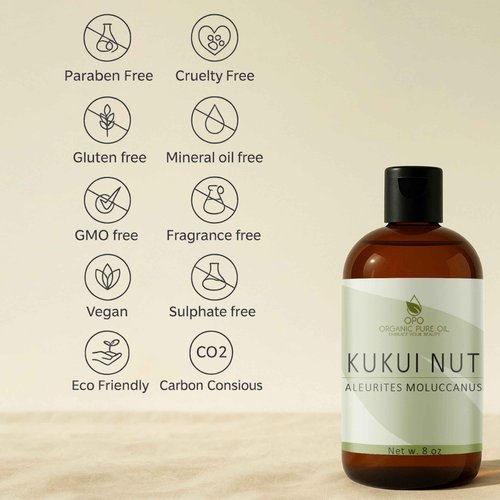 Kukui Nut Oil Unrefined, 8 oz, 100% Kukui Carrier Oil for Essential Oil - Pure, All Natural, Therapeutic Grade Kukui Seed Oil for Hair, Skin, Scalp, Body Care Moisturizer