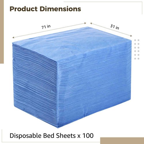 100 PCS Disposable Bed Sheets for Massage Table, 31" x 71" in Non-Woven Massage Table Cover, Disposable Bed Sheets for Spa Beds, Estheticians, Hotels, and Beauty Salons（Blue）