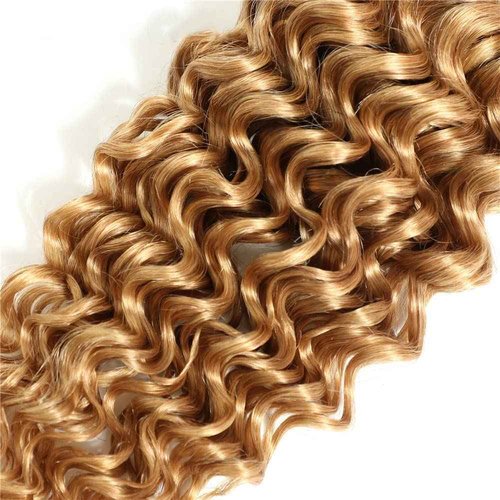 #27 Blonde Bundles Human Hair Kinky Curly Bundles 16 18 20 Inch Honey Blonde Kinky Curly Bundle Human Hair Extensions Unproceesed Virgin Hair 100 Gram Per Bundle 3 Bundle