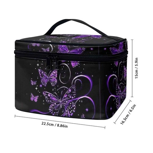Glorowreny Butterfly Toiletry Bag for Women Large Purple Portable Large Cosmetic Bags for Women Travel Makeup Cosmetic Zipper Bags Pouch Travel Toiletry Bag