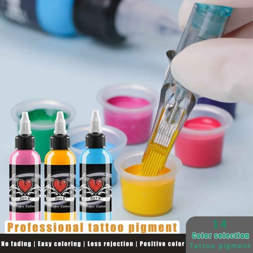 AYCOS Tattoo Ink - 14 Colors Tattoo Ink Set - Micro Knife Paint Tattoo Ink -Tattoo Supplies - for Professional Body Tattooing and Art Painting（30 ml/Bottle）