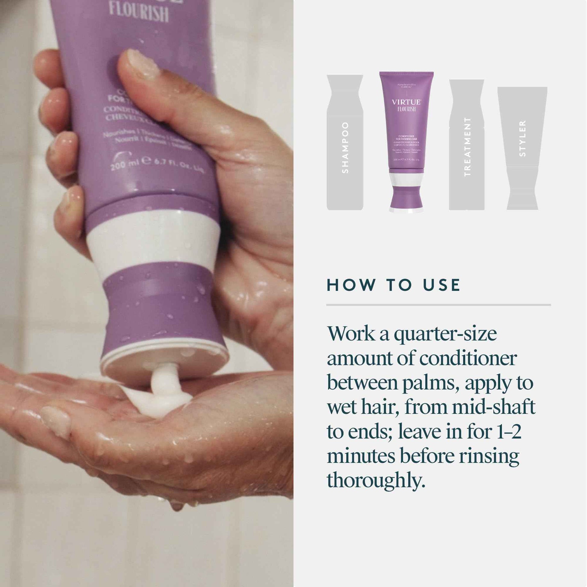 Virtue Flourish Conditioner for Thinning Hair | Nourishes, Thickens, Detangles Thinning Hair