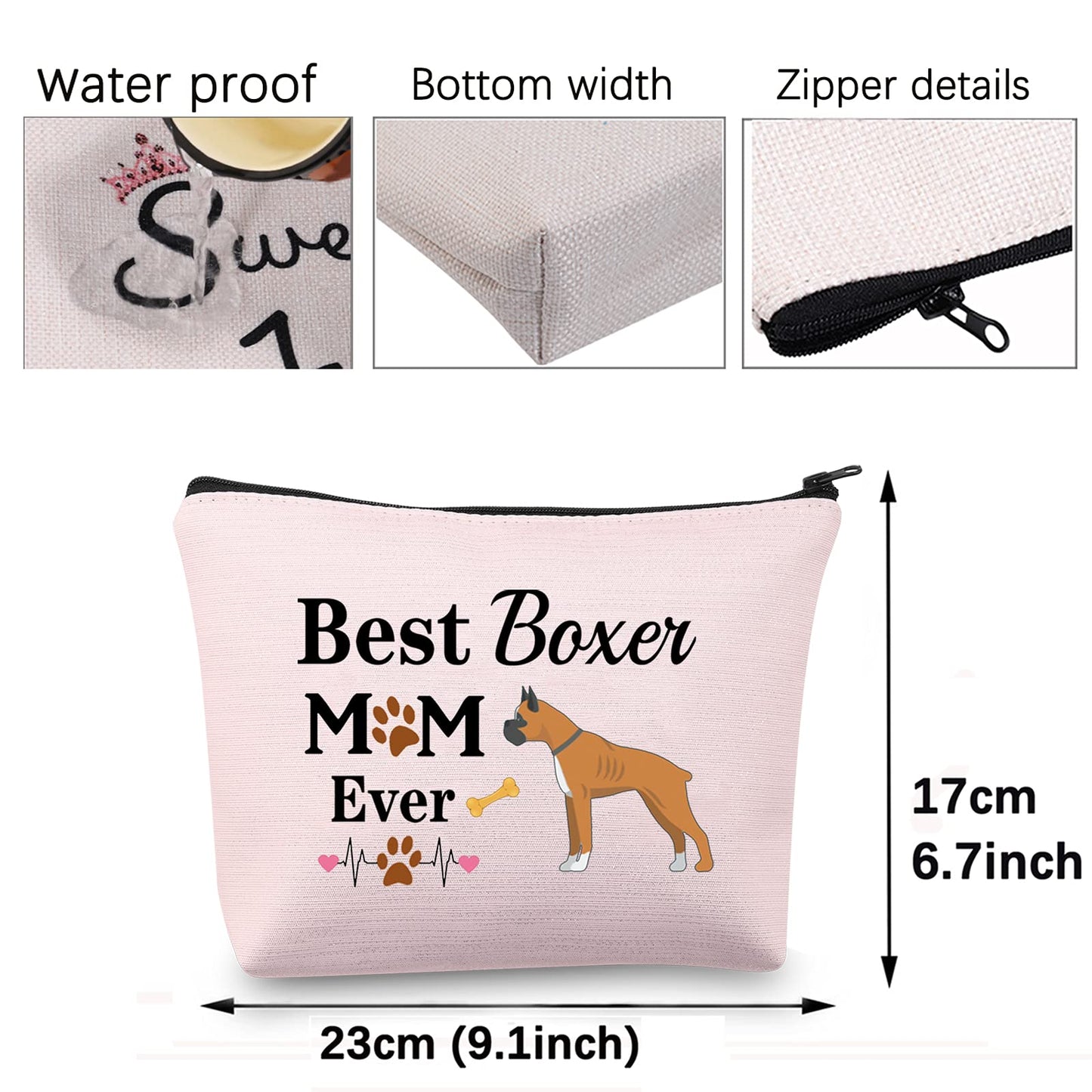 Boxer Mom Gifts Boxer Cosmetic Bag Best Boxer Mom Ever Makeup Bag Boxer Lover Gifts for Boxer Owner Travel Bag Toiletry Bag Organizer Case Purse Pouch (Boxer Mom Cosmetic Bag)