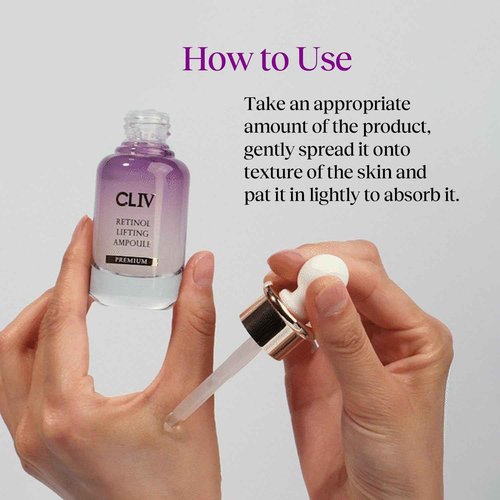 CLIV Retinol Lifting Ampoule, Korean Skincare with 85% Collagen Solution, Retinol, Peptides & Fermented Botanical Complex for Skin Texture and Moisture Support, balloon serum 1.01 fl oz