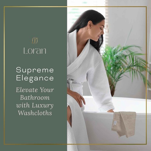 Vanilla Extra Large Washcloths Set of 6 Soft Body Cloths 13” x 13” 70% Viscose Derived from Bamboo, 30% Cotton Spa-Like Feel Silky for Skin Cleansing