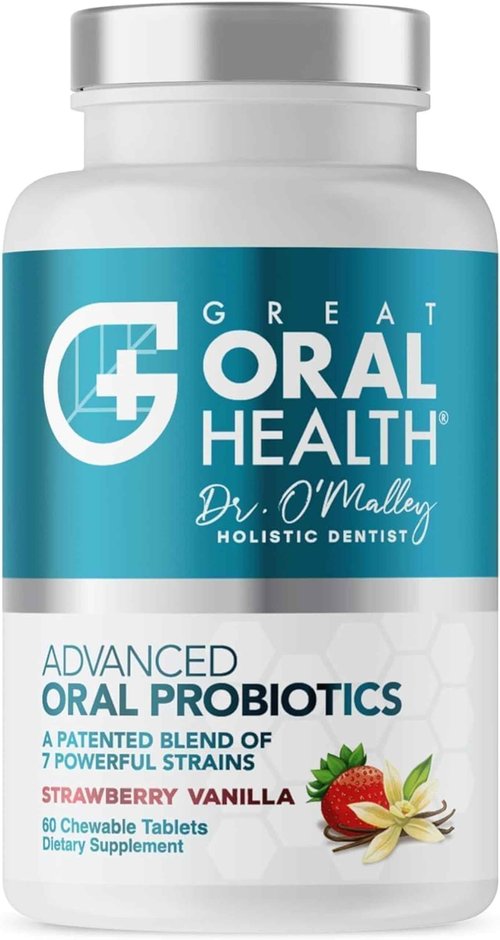 Oral Probiotics for Mouth Bad Breath Treatment for Adults; Dentist Formulated Dental Probiotics for Teeth and Gums, Chronic Halitosis with BLIS K12 M18, Chewable Oral Health Tablets Strawberry Vanilla