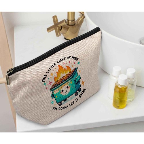 Ayxvt Dumpster Gifts Makeup Bag, Dumpster Bag,Dumpster Fire Cosmetic Bags for Women, Inspirational Positive Encouragement Gifts for Women Zipper Pouch