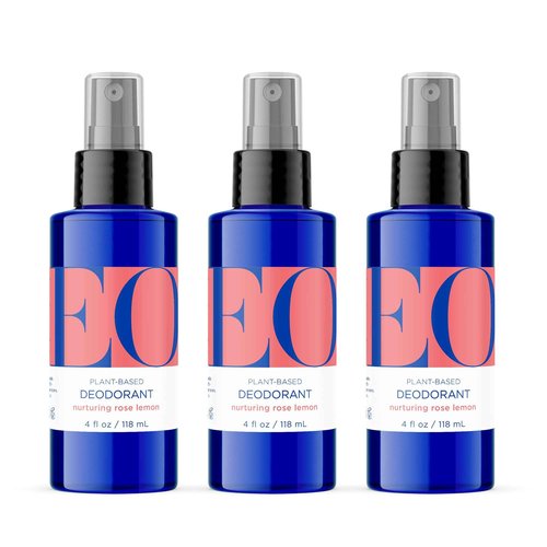 EO Organic Deodorant Spray, 4 Ounce (Pack of 3), Rose Lemon, Organic Plant-Based, Botanical Extracts