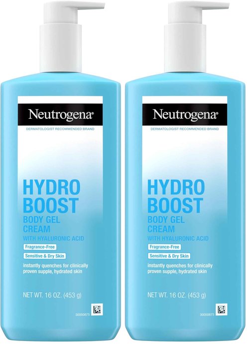 Neutrogena Hydro Boost Body Moisturizing Gel Cream with Hyaluronic Acid, Non-Greasy & Fast Absorbing, Lightweight Hydrating Body Lotion for Normal to Dry Skin, Fragrance-Free, 16 oz (Pack of 2)