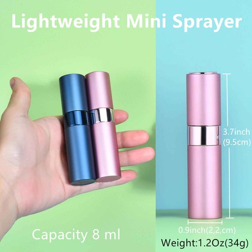 Yikimyfo 5 Pcs Travel Perfume Atomizer Refillable, 8ml/0.27oz Portable Mini Cologne Spray Bottle Travel Size Perfume Refill Bottle with Fine Mist Atomizer and Tool