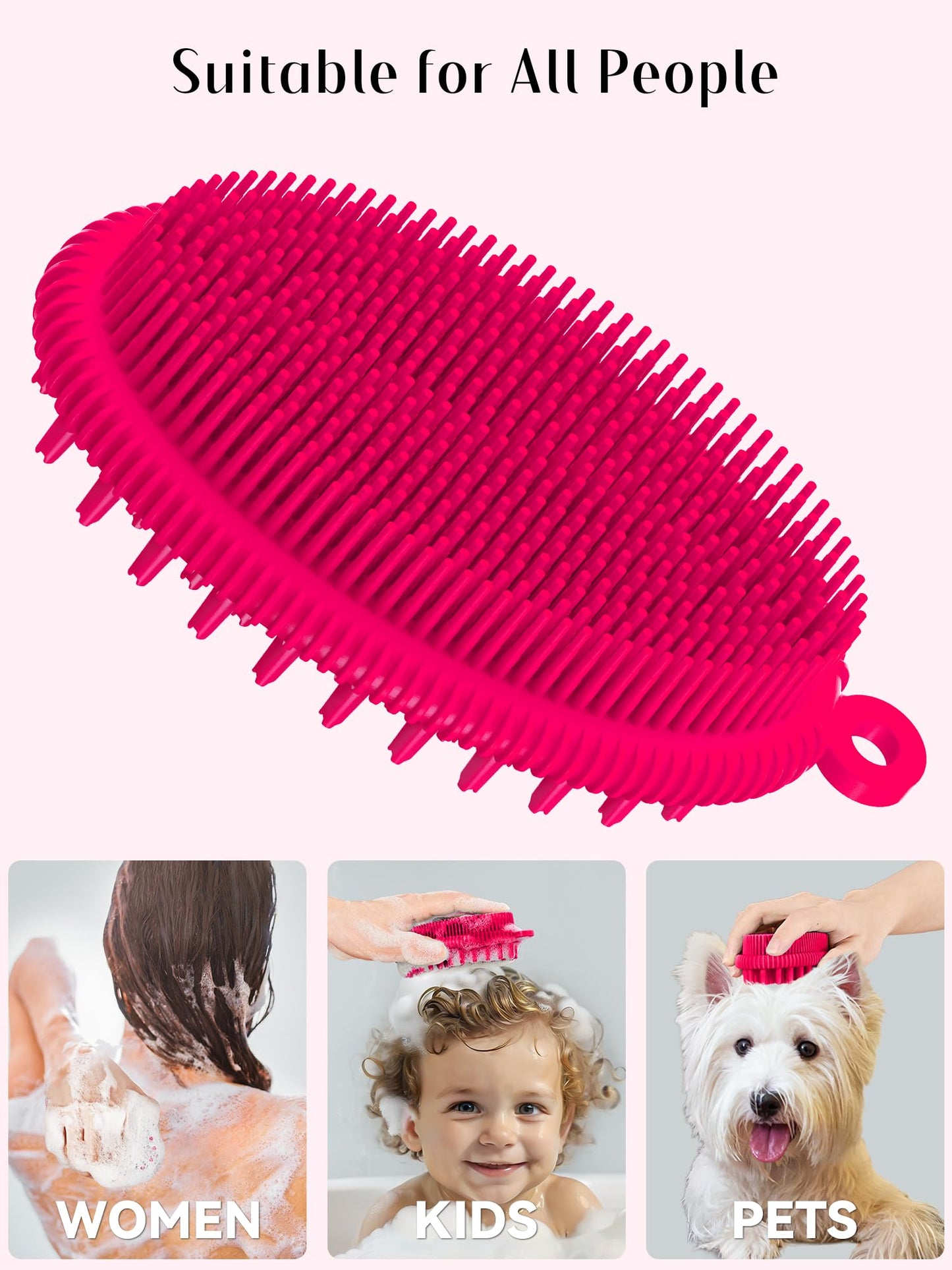 HEETA Silicone Body Scrubber, Gentle Exfoliating Body Scrubber, 2 in 1 Silicone Loofah Brush for Shower, Silicone Body Brush Easy to Clean, Lathers Well, Carry Easily, Red