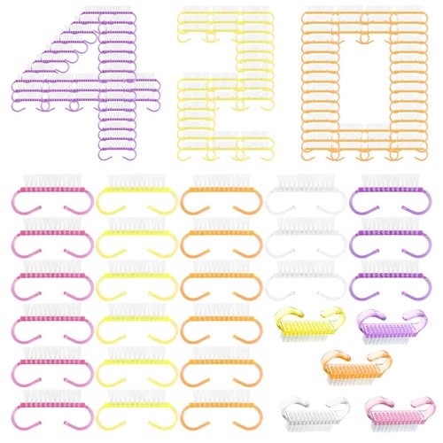 420 Pcs Handle Grip Nail Brush Bulk 5 Colors Nail Scrub Brush Pedicure Scrubbing Tool for Men and Women for Cleaner Nails and Toes