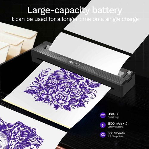 2026 New Tattoo Stencil Printer for Tattoo Beginners&Artists,Portable Wireless Bluetooth Thermal Inkless Tattoo Printer Machine Compatible with Phone/Pc,with 3pcs Tattoo Paper and Thermal Paper