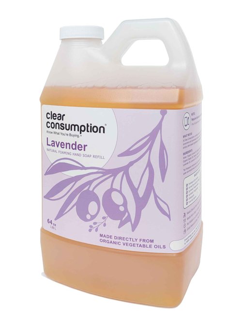 Clear Consumption All Natural Lavender Plant-Based Foaming Hand Soap Refill - Made Directly from Organic Vegetable Oils, 64 oz
