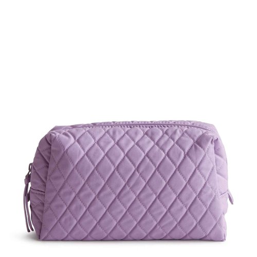 Vera Bradley Women's Premium Cotton Medium Cosmetic Makeup Bag, Purple Rhapsody, One Size
