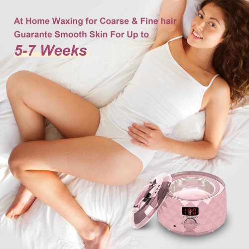 Charmonic Wax Warmer, Upgrade Digital Waxing Kit with Silicone Pot & 500g Hard Wax Beads for Whole Body Brazilian Bikini Legs Armpit Nose Hair Removal, Hot Wax Machine (Pink)
