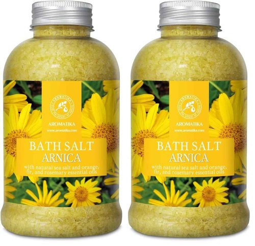 Arnica Bath Salts 21.16 Oz - 100% Natural Rosemary Orange and Fir Essential Oils - Sea Salt Arnica 600g - Best for Bath - Good Sleep - Relaxing - Body Care - Beauty (Pack of 2)