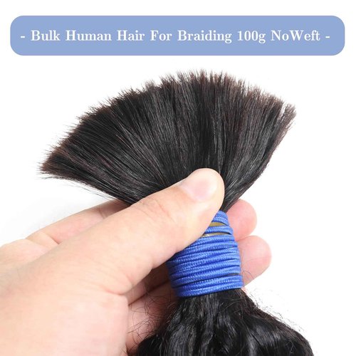 Deep Wave Bulk Human Hair for Braiding No Weft 100g (One Bundles) 100% Unprocessed Brazilian Virgin Human Hair Extensions Human Braiding Hair For Micro Braids Wet And Wavy Curly Deep Bulk 22 inch
