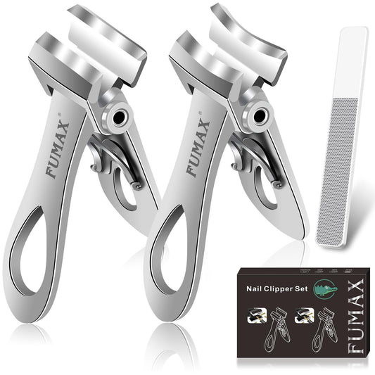 Toenail Clippers for Thick Nails, Nail Clippers with Curved & Straight Blades, Large Heavy Duty Nail Cutter Trimmer with 15mm Wide Jaw Opening, Long Handle Toe Nail Clippers for Men Women Seniors