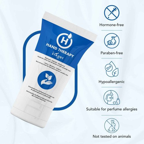 STAUDT Premium Hand Therapy Cream for Cracked, Dry or Irritated Hands with Shea Butter & Hyaluronic Acid - non greasy, fast absorbing hand lotion - Protection for hands in toughest working conditions