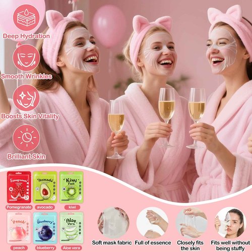 Ponhey 132 PCS Spa Party Supplies for Girls, Spa Party Favors Include Face Masks Skincare, Hand Cream, Lip Balm, Under Eye Patches, Lip Mask and Foot Bath Bombs, Spa Birthday Sleepover Party Supplies