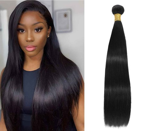 YAREESONG Straight Human Hair Bundles 12A Brazilian Human Hair 1 Bundles 100% Unprocessed Virgin Human Hair Weave Human Hair Extensions Natural Black Color 22 Inch
