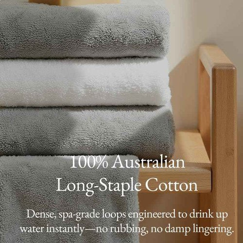 Italic Ultraplush Australian Cotton Washcloths - Set of 2 Luxury Plush Face Wash Cloths, Soft and Absorbent 800 GSM 100% Cotton Washcloth for Bathroom, Spa, Gym, Face and Body (Light Grey)