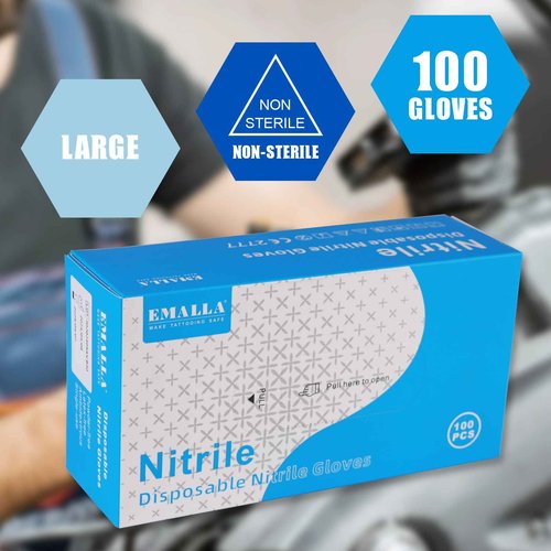 Yangna Tattoo Ink Cups & Gloves Kit - 300pcs Mixed Size Ink Caps (11/14/17mm) + 100pcs Black Nitrile Tattoo Gloves Disposable Professional Tattoo Supplies for Artists & Apprentices