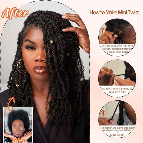 Afro Kinkys Bulk Human Hair -16 Inch 50g 4c Kinky Curly Bundles Human Braiding Hair For Mini Twist/Dreadlocks Extensions/Braids/Locs (1B, 16 Inch(Pack of 1))