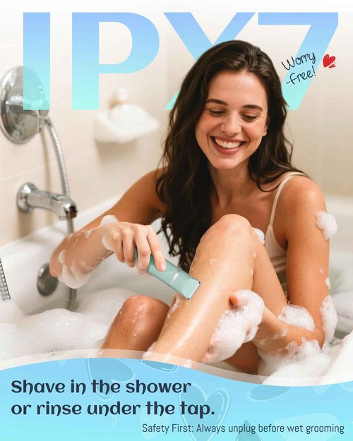 Waterproof Bikini Trimmer Women Electric Razor for Pubic Hair Women's Foil Shaver Rechargeable Shaver Removal with Snap-in Ceramic Blades IP7X Washable Head,Wet and Dry Use,Green