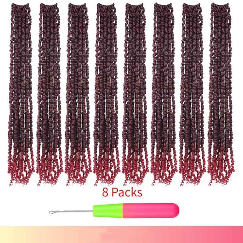 BOHOBABE Long Pre-twisted Passion Twist Crochet Hair 30 Inch Pre-looped Long Crochet Passion Twist Braiding Hair 8 Packs Soft Bohemian Twists (T118)