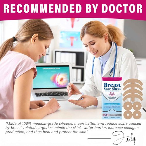 Silicone Scar Sheets, 8 Pcs Medical Grade & Reusable Breast Silicone Scar Tape for Surgical Scars