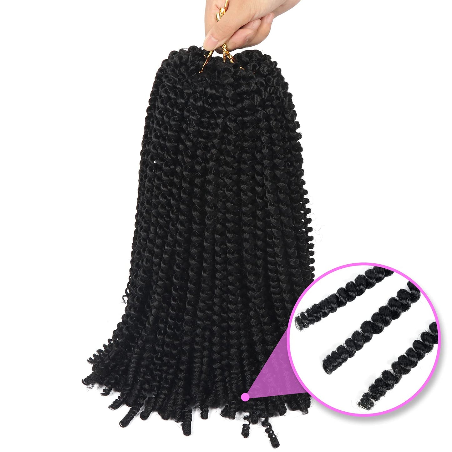 7 Packs Spring Twist Hair 14 Inch Fluffy Spring Twist Crochet Braiding Hair Bomb Twist Spring Crochet Hair for Black Women Hair Extensions 15 Strands 106g/Pack(14 inch, 1B)