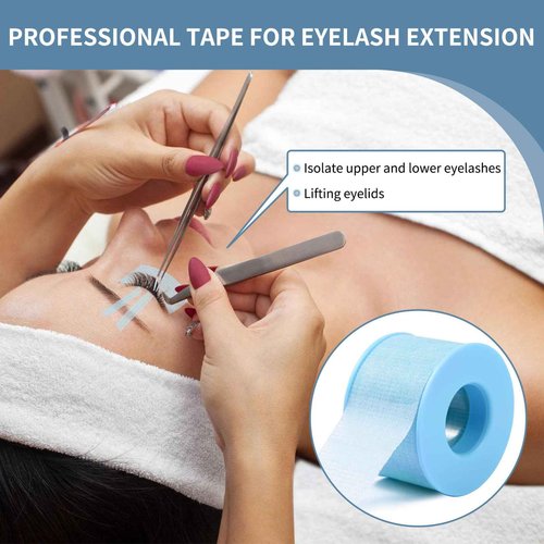 Lash Tape for Eyelash Extensions - Eyelash Tape Silicone Gel Sensitive lash Extension Tape Pain-Free Removal Breathable Micro-Porous Makeup Tape (2Rolls,1in x 4yd, Blue)