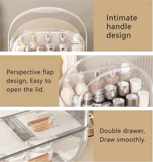 Makeup Organizers for Vanity, Skincare Organizers Cosmetic Display Cases with Transparent Cover, Teen Girls Gift for Bathroom Countertop, Lipstick Organizer