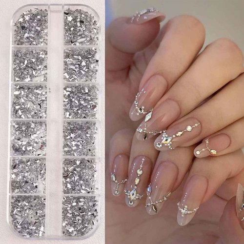 ONPRESS 4Boxes/48Gird 4000Pcs Colorful Rhinestones Nail Art Charms 3D Flatback Rhinestones for Nails Art Design Heart Star Flower Nail Diamonds Kawaii Nail Crafts Acrylic Diamonds for Women Manicure