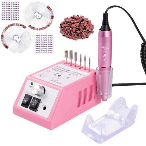 SUBAY Professional Finger Toe Nail Care Electric Nail Drill Machine with 200 Pcs Nail Swatch Sticks