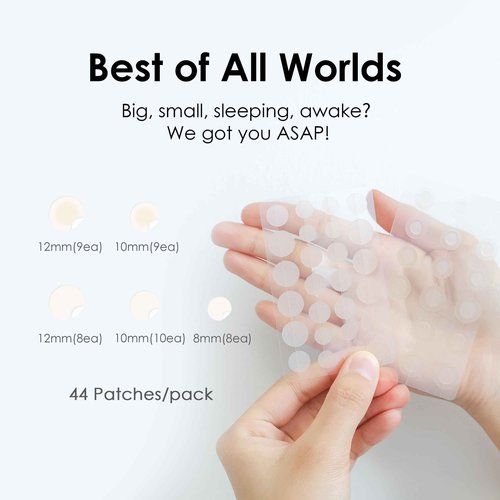 glowiest ASAP Active Spot Alleviating Patch 44 Patches (DUO) 8mm, 10mm, 12mm Spot patches - Premium Hydrocolloid Dressing Dots | Simple & Easy Active Treatment (Pack of 2)