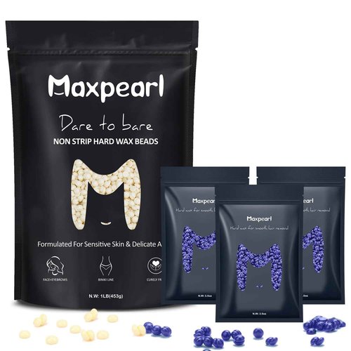 Maxpearl Hard Wax Beads 1LB + 10.5OZ - Brazilian, Bikini Waxing, Face, Eyebrows, Underarms, Arms, Chest, Back, Legs, Jasmine & Lavender Formula