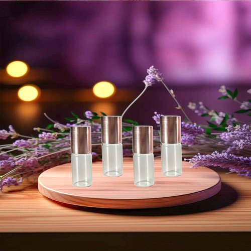 AGENIZ 50Pcs Mini Clear Glass Roller Bottles for Essential Oil, 3ml Roller Bottles with Stainless Steel Roller Balls, Refillable Roll on Bottle (Clear, 3ml)