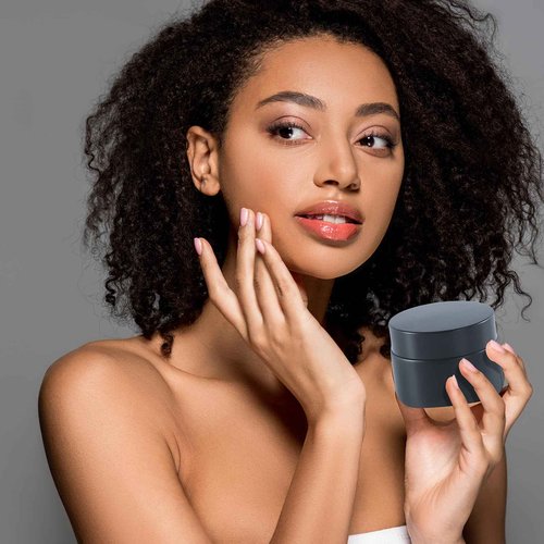 Lustervial 2Oz Small Glass Jars with Lids, 45Pack Lotion Container, Cosmetic Containers, Little Travel Jars for Creams with Mini Spoon, Black Label (Matte Black)